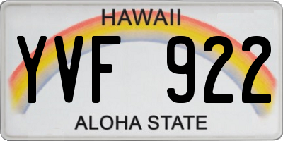 HI license plate YVF922