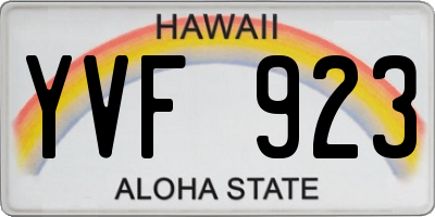 HI license plate YVF923