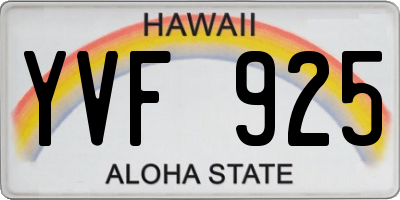 HI license plate YVF925