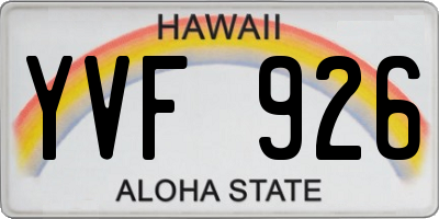 HI license plate YVF926
