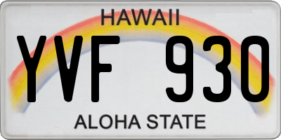HI license plate YVF930