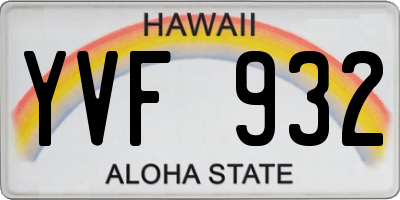 HI license plate YVF932