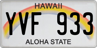 HI license plate YVF933