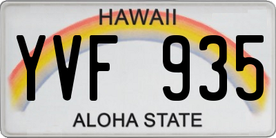 HI license plate YVF935