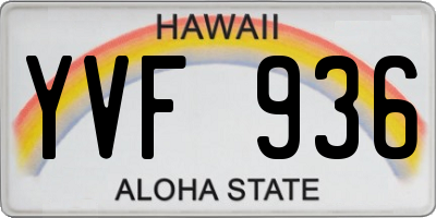 HI license plate YVF936