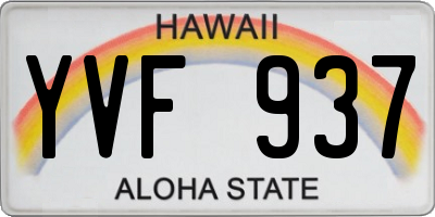 HI license plate YVF937