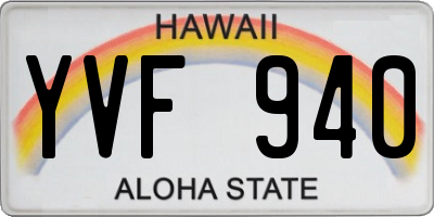 HI license plate YVF940