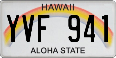HI license plate YVF941