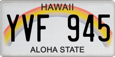 HI license plate YVF945