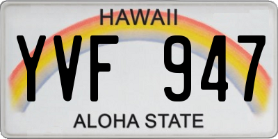 HI license plate YVF947