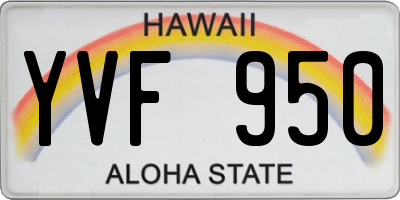 HI license plate YVF950