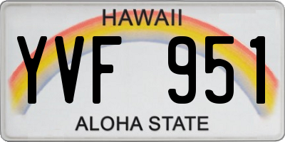 HI license plate YVF951