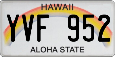 HI license plate YVF952