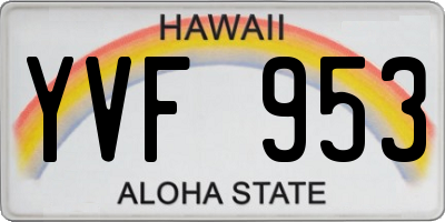 HI license plate YVF953