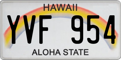 HI license plate YVF954