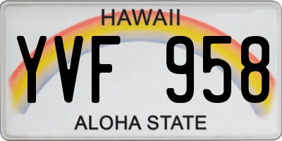 HI license plate YVF958
