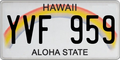 HI license plate YVF959