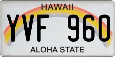 HI license plate YVF960