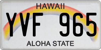 HI license plate YVF965