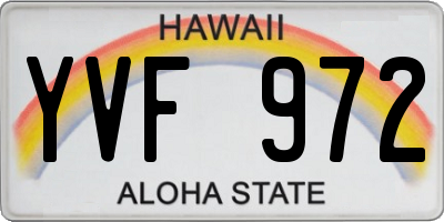 HI license plate YVF972