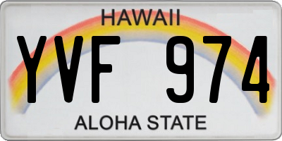 HI license plate YVF974
