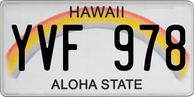 HI license plate YVF978
