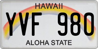 HI license plate YVF980