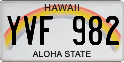 HI license plate YVF982