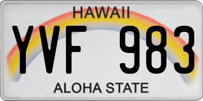 HI license plate YVF983