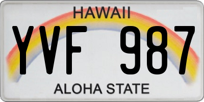 HI license plate YVF987