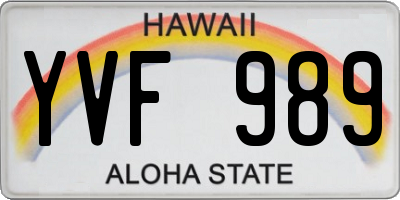 HI license plate YVF989