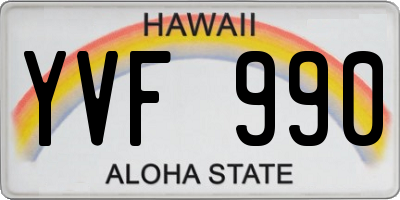 HI license plate YVF990