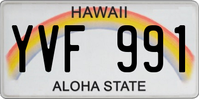 HI license plate YVF991