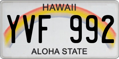 HI license plate YVF992