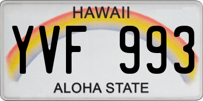 HI license plate YVF993