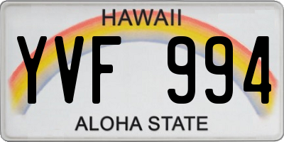 HI license plate YVF994