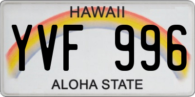 HI license plate YVF996
