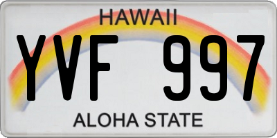 HI license plate YVF997