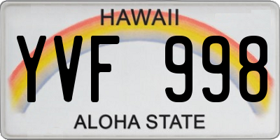 HI license plate YVF998