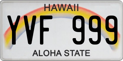 HI license plate YVF999