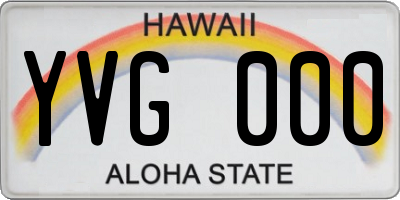 HI license plate YVG000