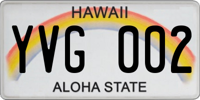 HI license plate YVG002