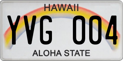 HI license plate YVG004