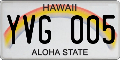 HI license plate YVG005