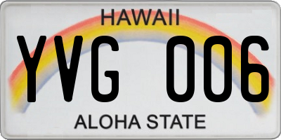 HI license plate YVG006
