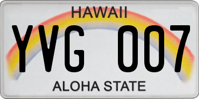 HI license plate YVG007