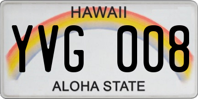 HI license plate YVG008