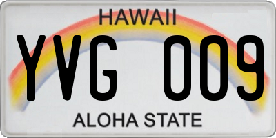 HI license plate YVG009
