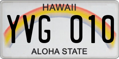 HI license plate YVG010