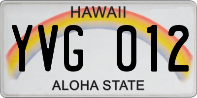 HI license plate YVG012